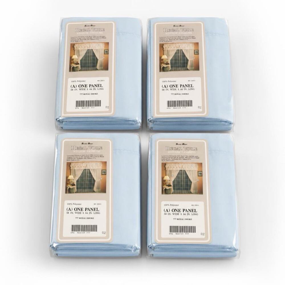 Set of 4 Vintage Sears Best Regal Voile Curtain Panels 58x84/116x84” Light Blue